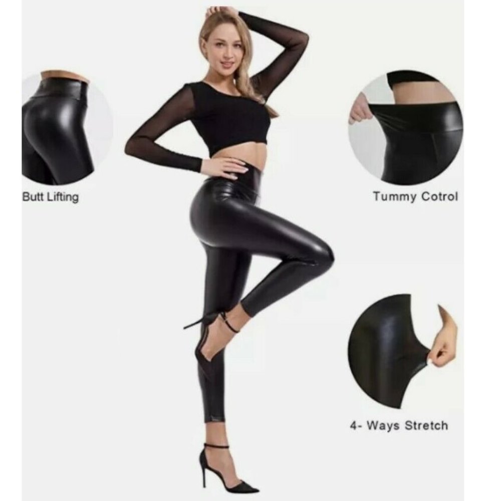 "VIXEN" faux leather leggings in black